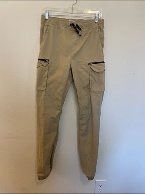 Old Navy Khaki Cargo Jogger Pants with Zip Pockets